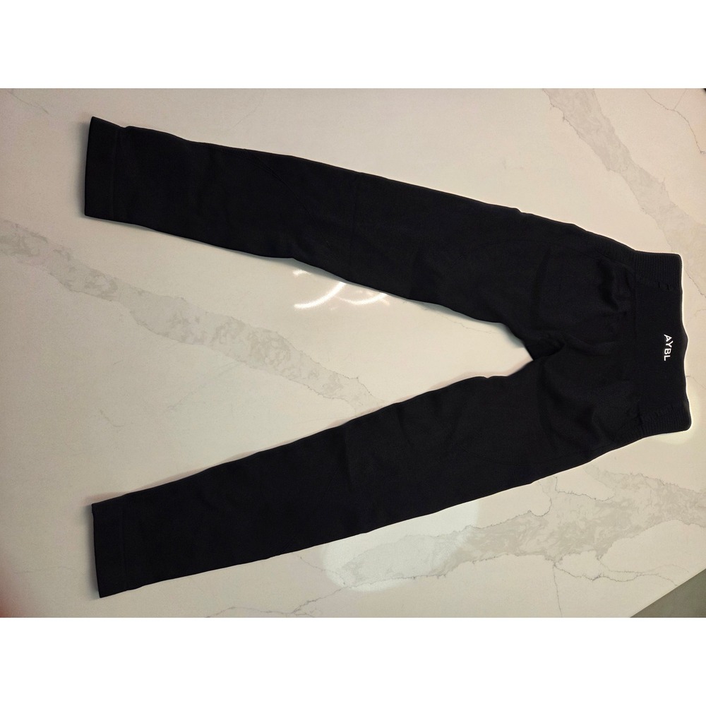 AYBL Black High Waisted Athletic Leggings Full Length Stretch Yoga Pants Women S - Picture 2 of 6